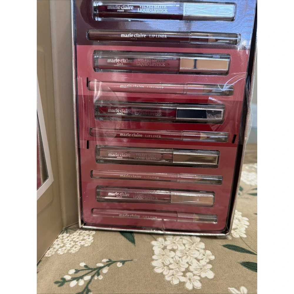 Marie Claire Paris Pouty Pose 10 Pc Lip Liner & Velvet‎ Matte LiquidLipstick Set